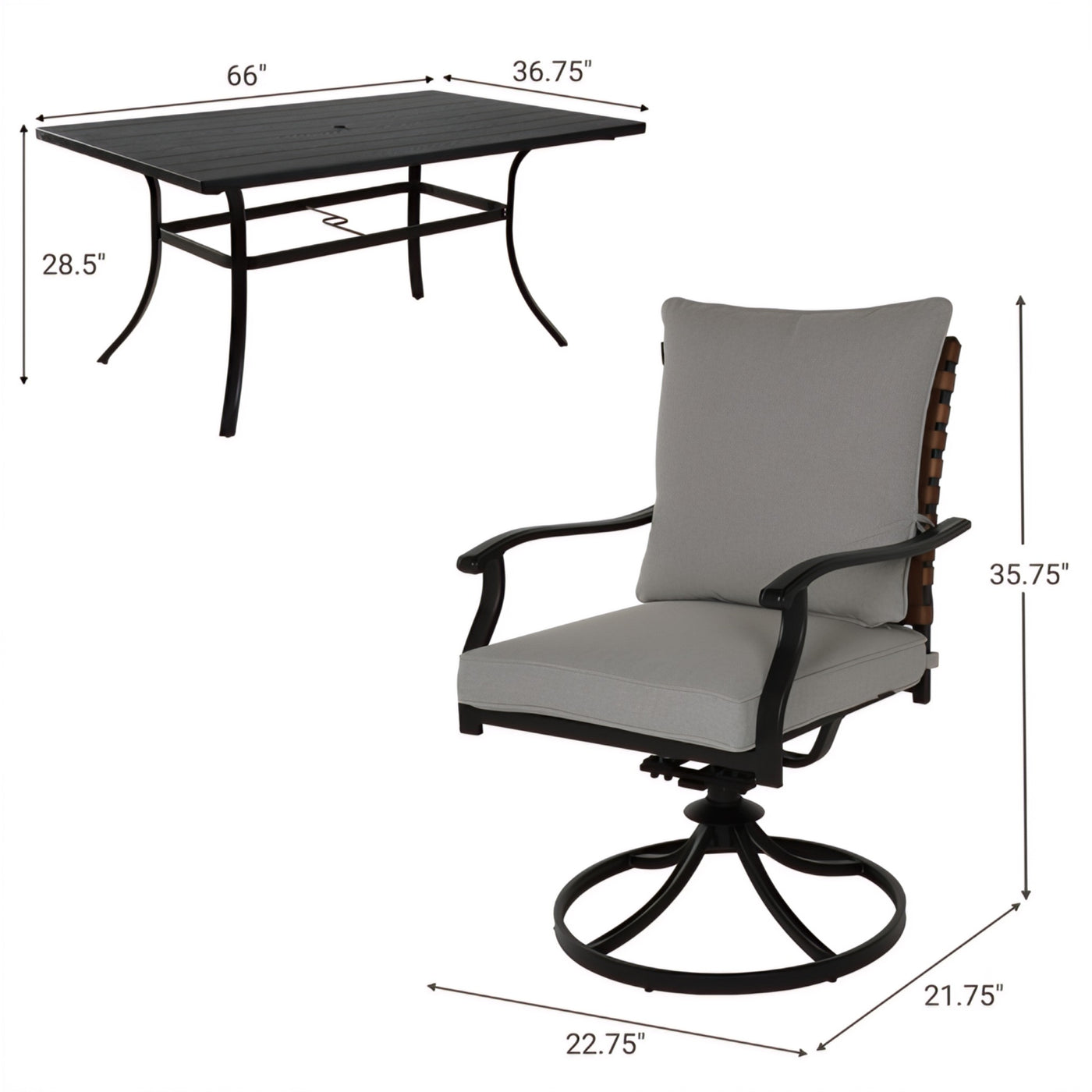 Banyan Faux Teak Steel Dining Set for 6 (7-Piece) Outdoor Patio Furniture