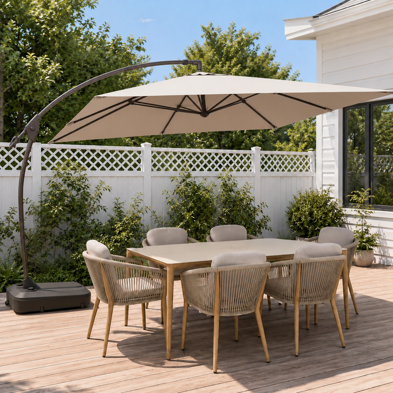 Marina 10 x 13 ft Aluminum Cantilever Umbrella with Base Outdoor Patio