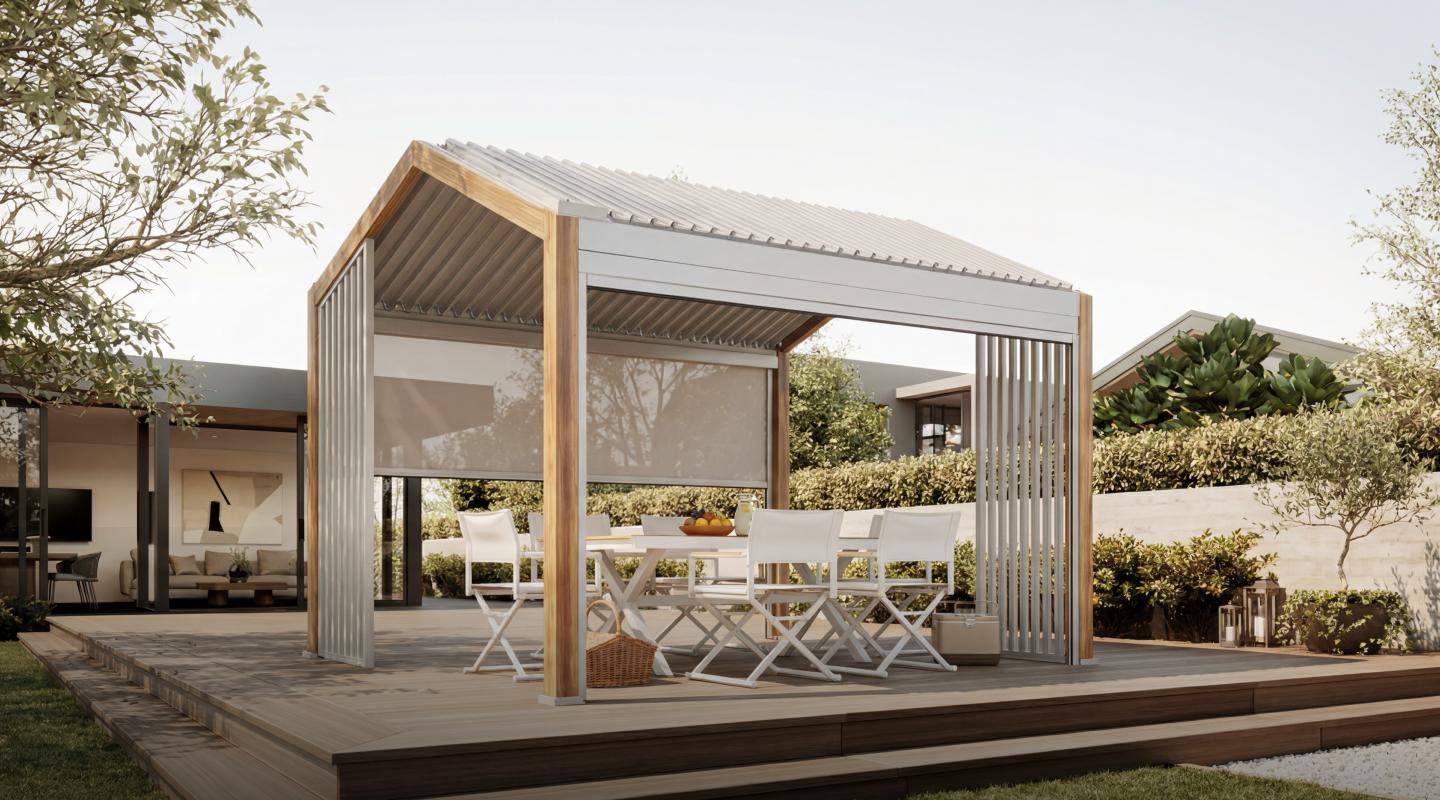Architectural Pergola + Modern Lounge