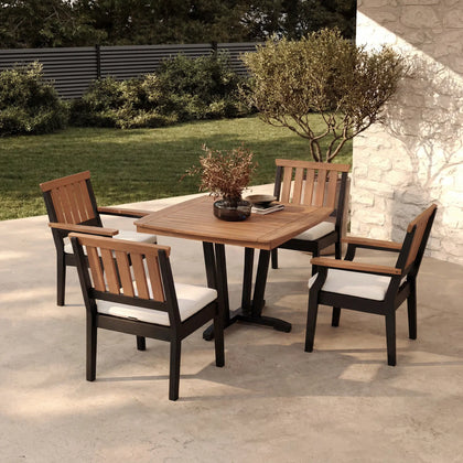 Dune Faux Teak Aluminum Dining Set for 4 (5-Piece) Outdoor Patio Furniture