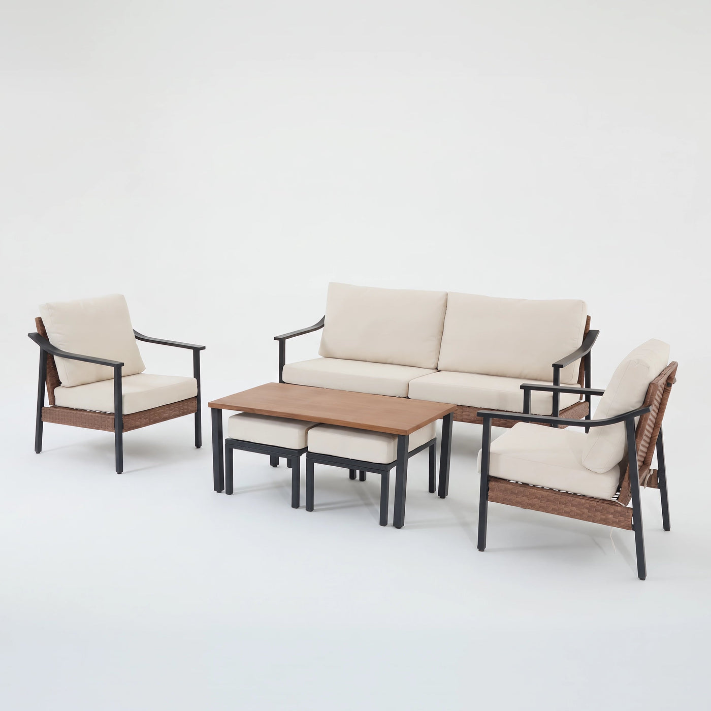 Shell + Tide 10x12 ft Pergola & Sofa Set Bundle for 5 Outdoor Patio