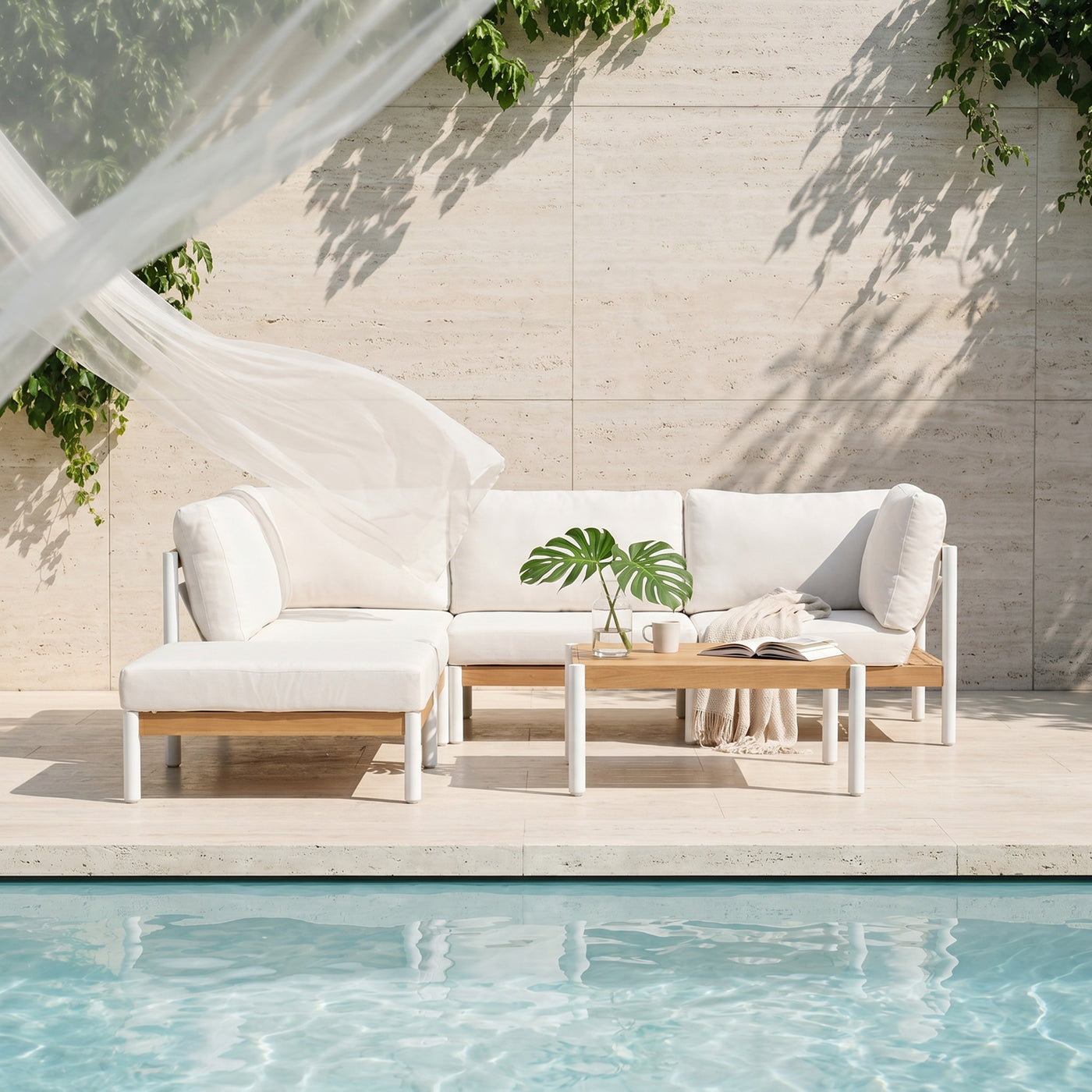 Santorini Teak Sofa Set (6-Seater) Outdoor Patio Furniture