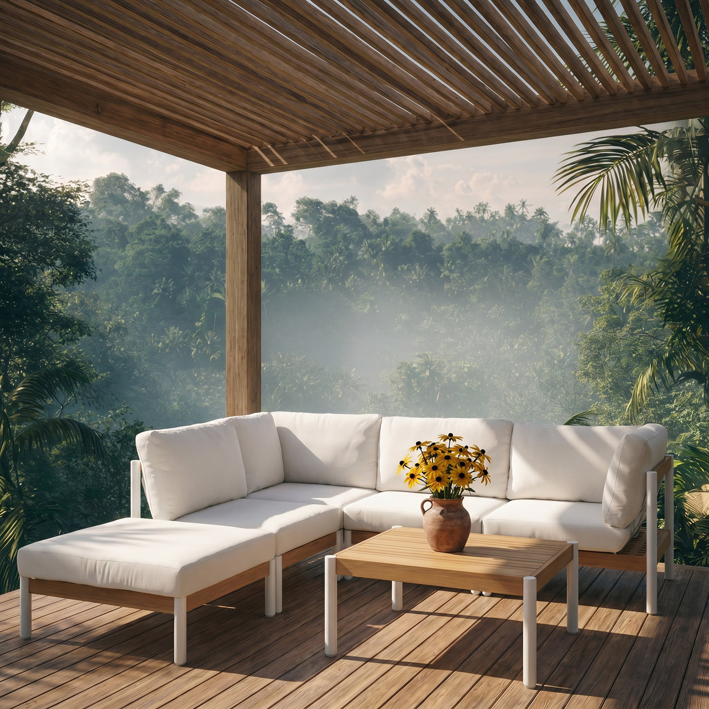 Santorini Teak Sofa Set (6-Seater) Outdoor Patio Furniture