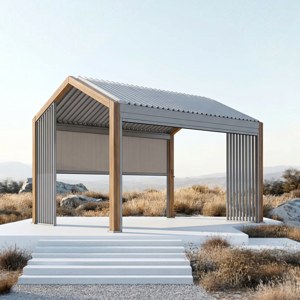 Oasis 10 x 13 ft Modern Aluminum Louvered Pergola with Pitched Roof Outdoor Patio