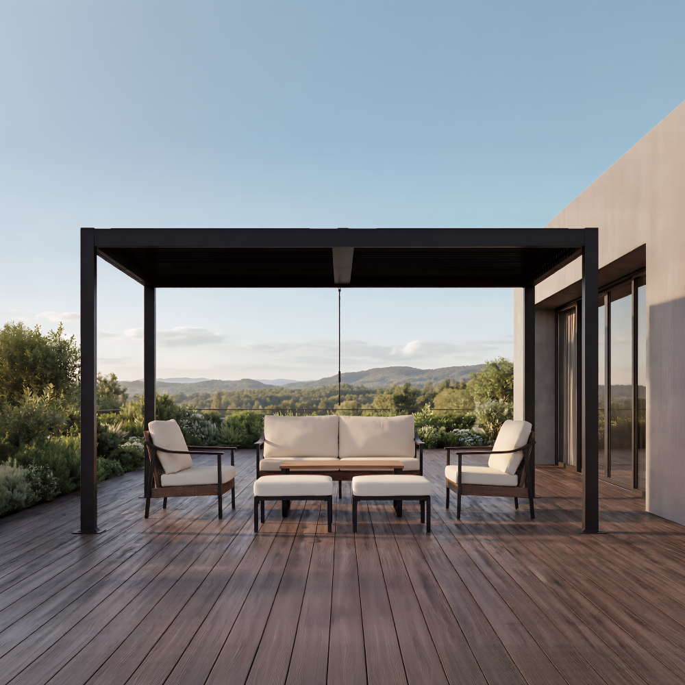 Shell + Tide 10x12 ft Pergola & Sofa Set Bundle for 5 Outdoor Patio