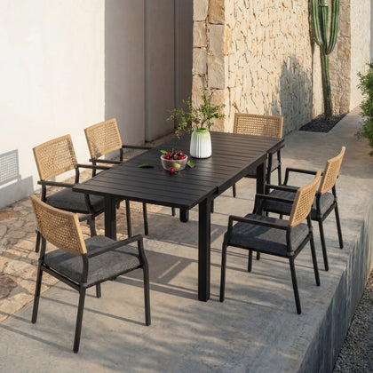 Aloha Steel Dining Set for 6 (7-Piece) with Cushions Outdoor Patio Furniture