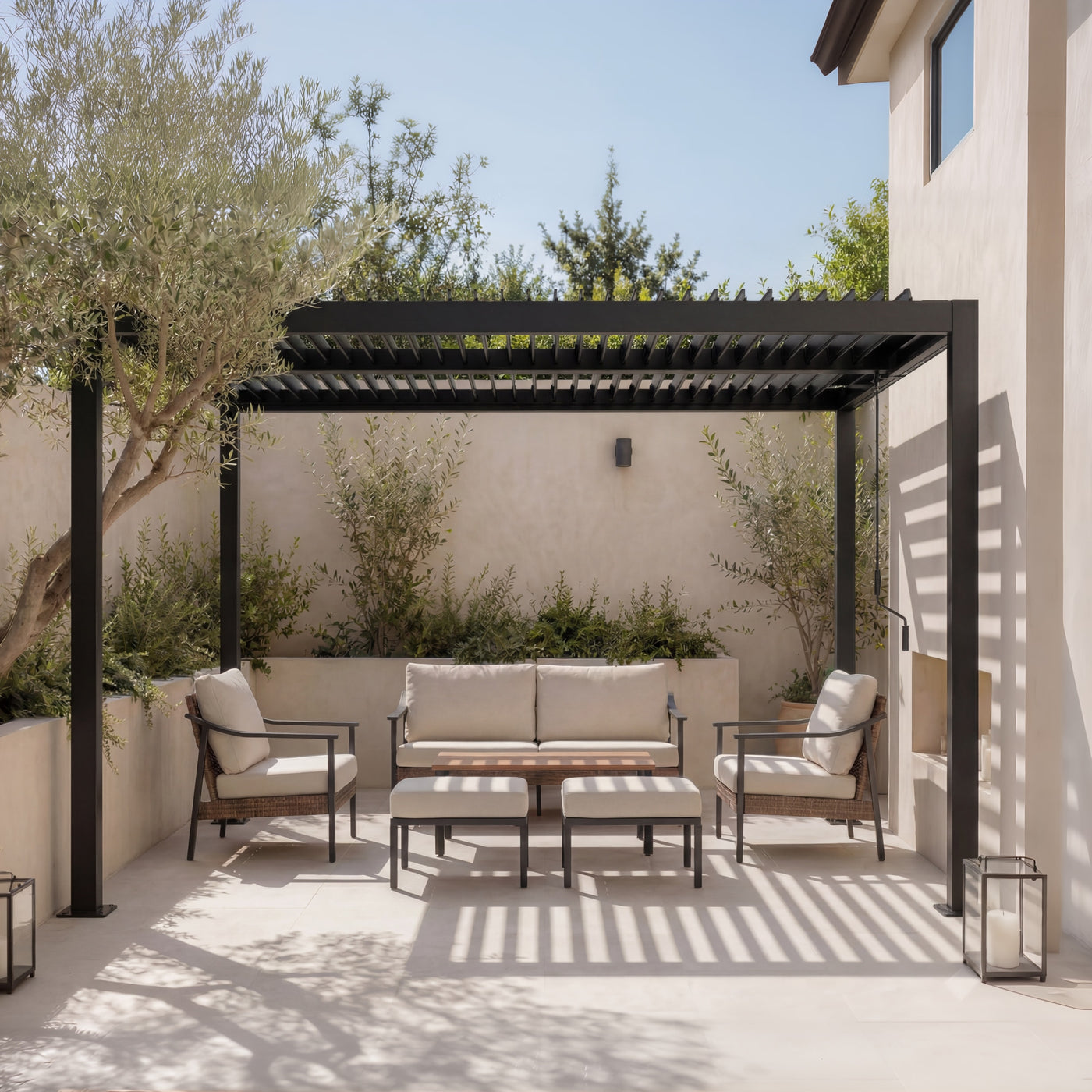 Shell + Tide 10x12 ft Pergola & Sofa Set Bundle for 6 Outdoor Patio