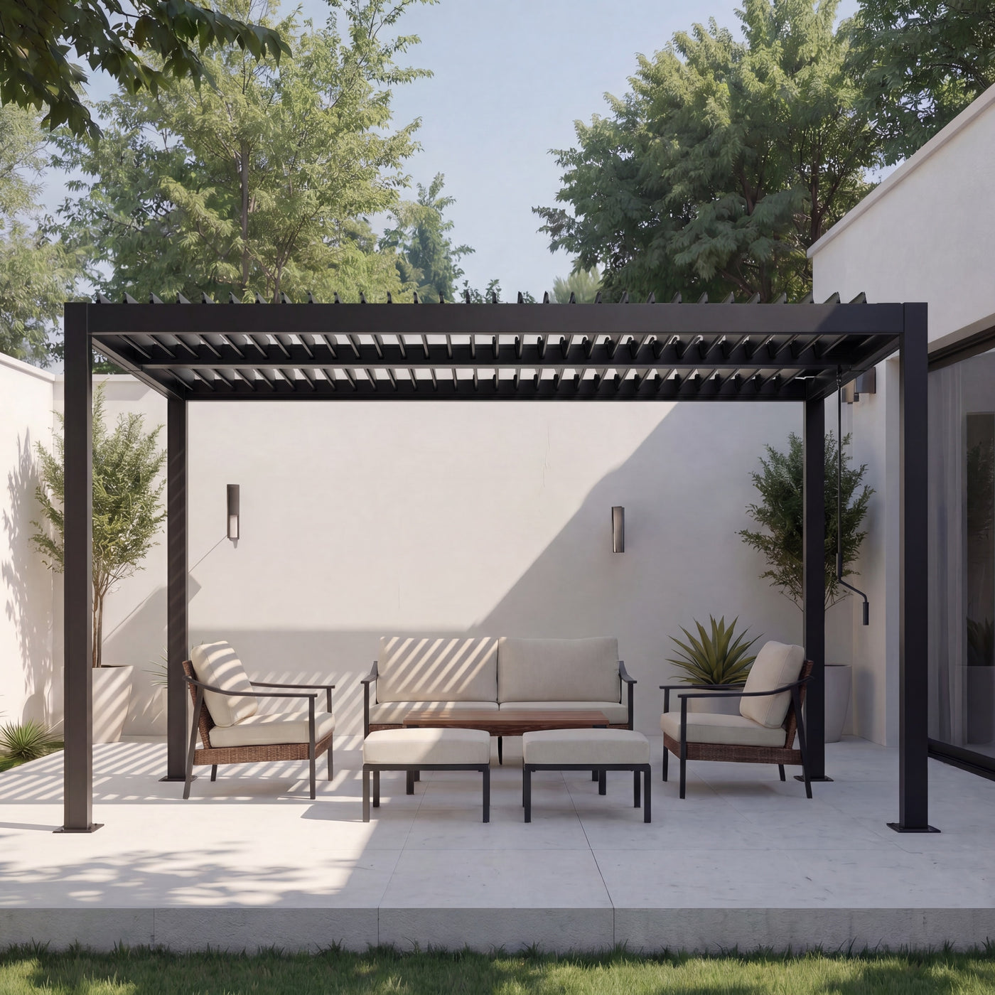 Shell + Tide 10x12 ft Pergola & Sofa Set Bundle for 6 Outdoor Patio