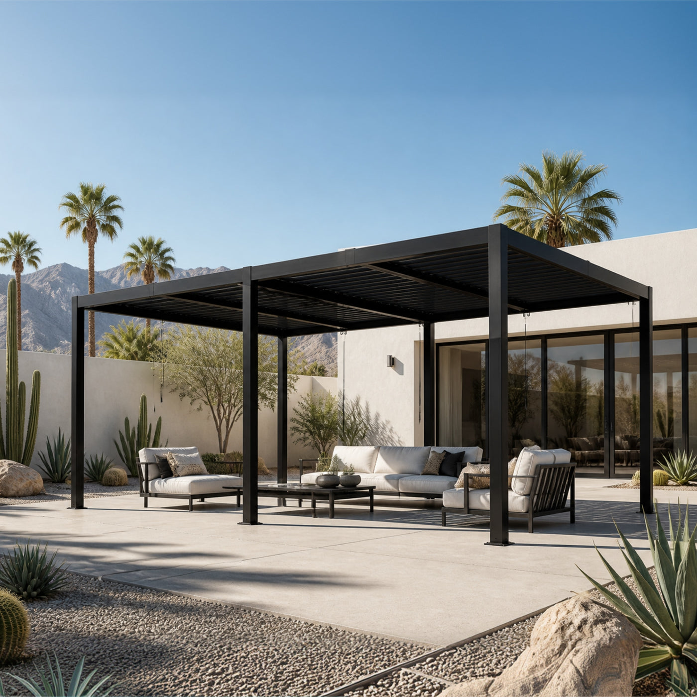 Shell 12 x 20 ft Modern Aluminum Louvered Pergola with Roof Outdoor Patio