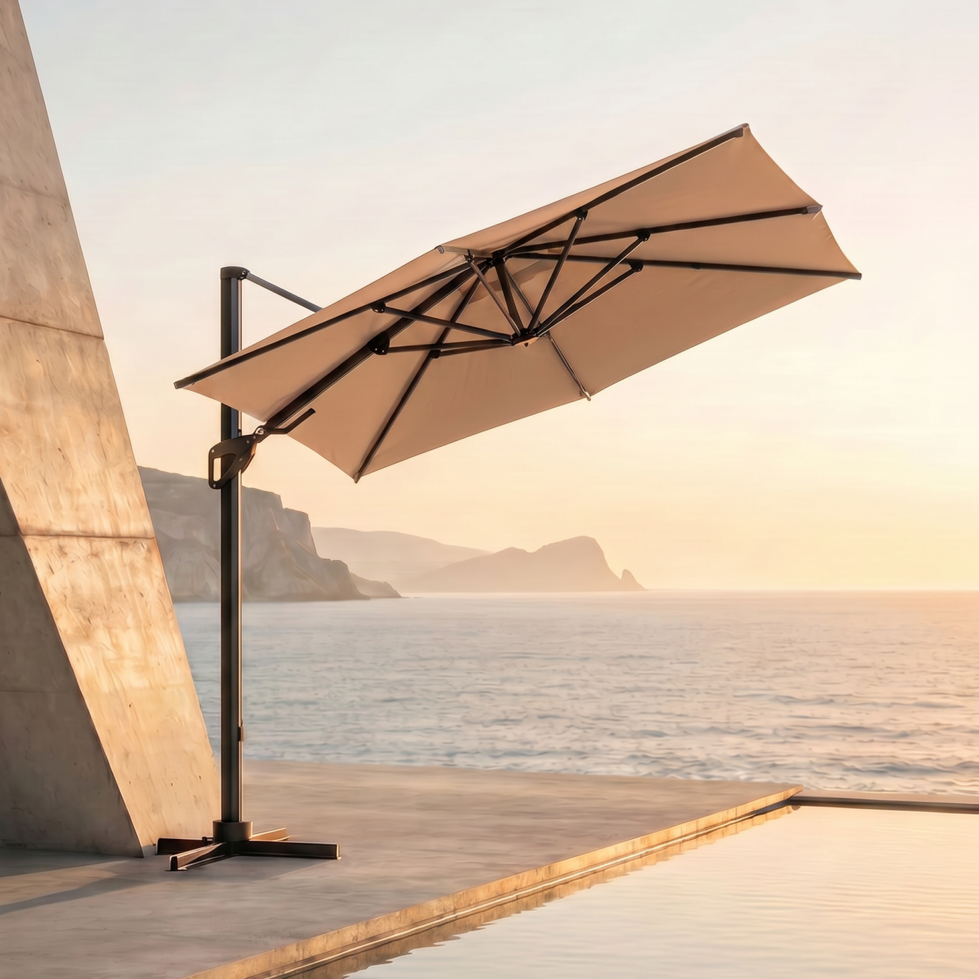 Marina 10 x 10 ft Aluminum Umbrella with Base Outdoor Patio