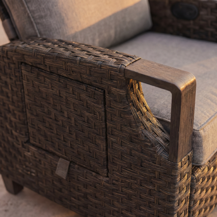 Surf Manual Faux Wicker Recliner Chair with Cushions Outdoor Patio Furniture