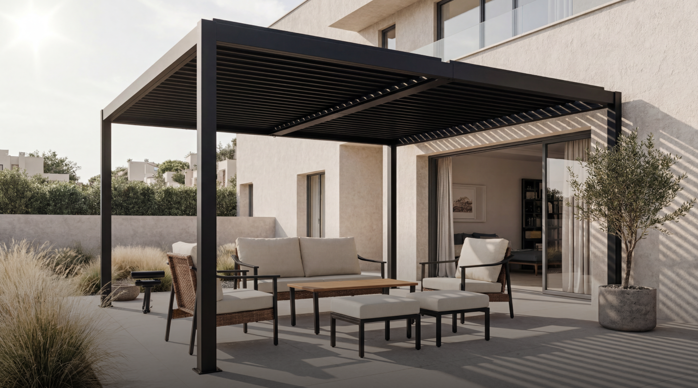 Shell + Tide 10x12 ft Pergola & Sofa Set Bundle for 5 Outdoor Patio