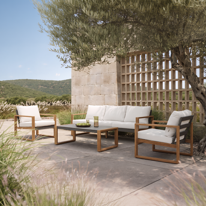 Sundown Faux Teak Aluminum Sofa Set (5-Seater) Outdoor Patio Furniture