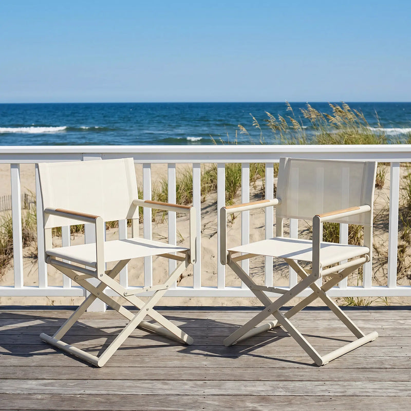 Breeze Faux Teak Aluminum Chair Set for 2 (2-Piece) Outdoor Patio Furniture