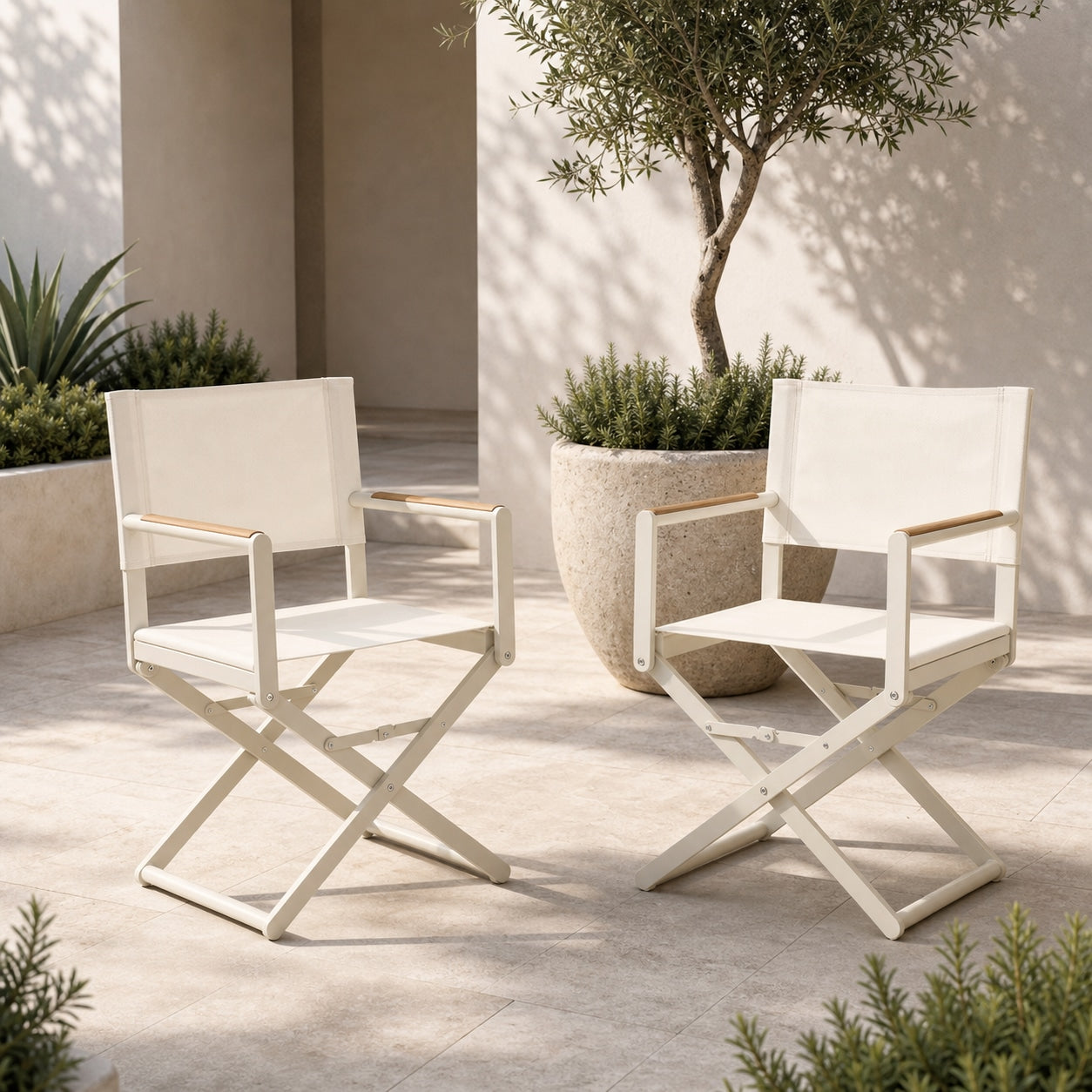 Breeze Faux Teak Aluminum Chair Set for 2 (2-Piece) Outdoor Patio Furniture
