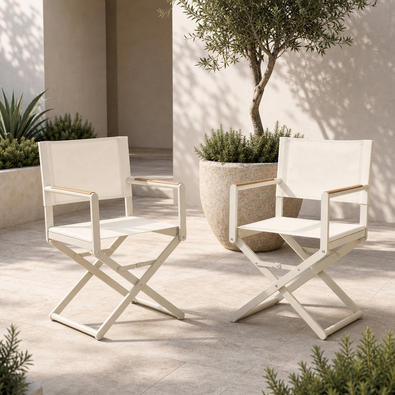 Breeze Faux Teak Aluminum Chair Set for 2 (2-Piece) Outdoor Patio Furniture