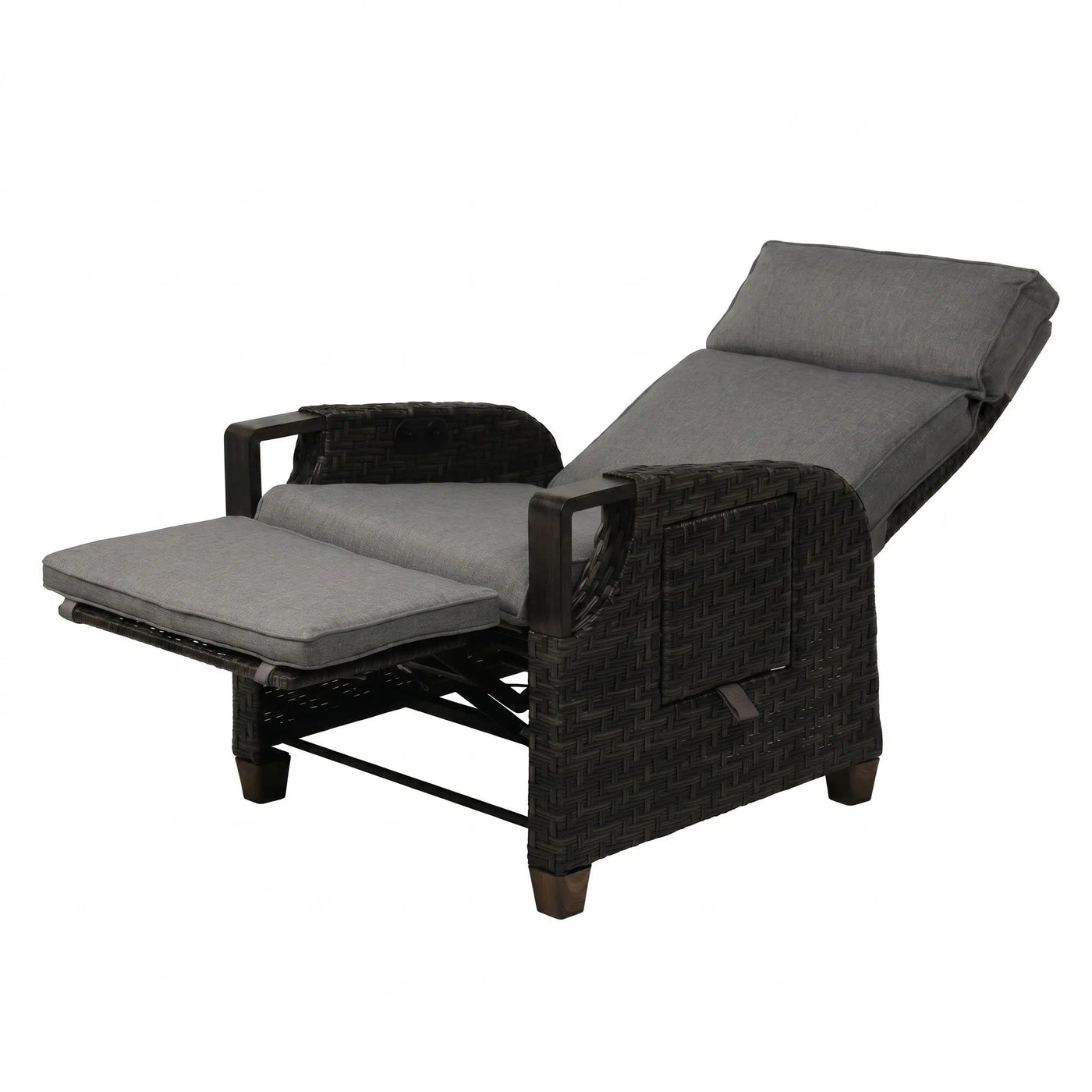 Surf Manual Faux Wicker Recliner Chair with Cushions Outdoor Patio Furniture