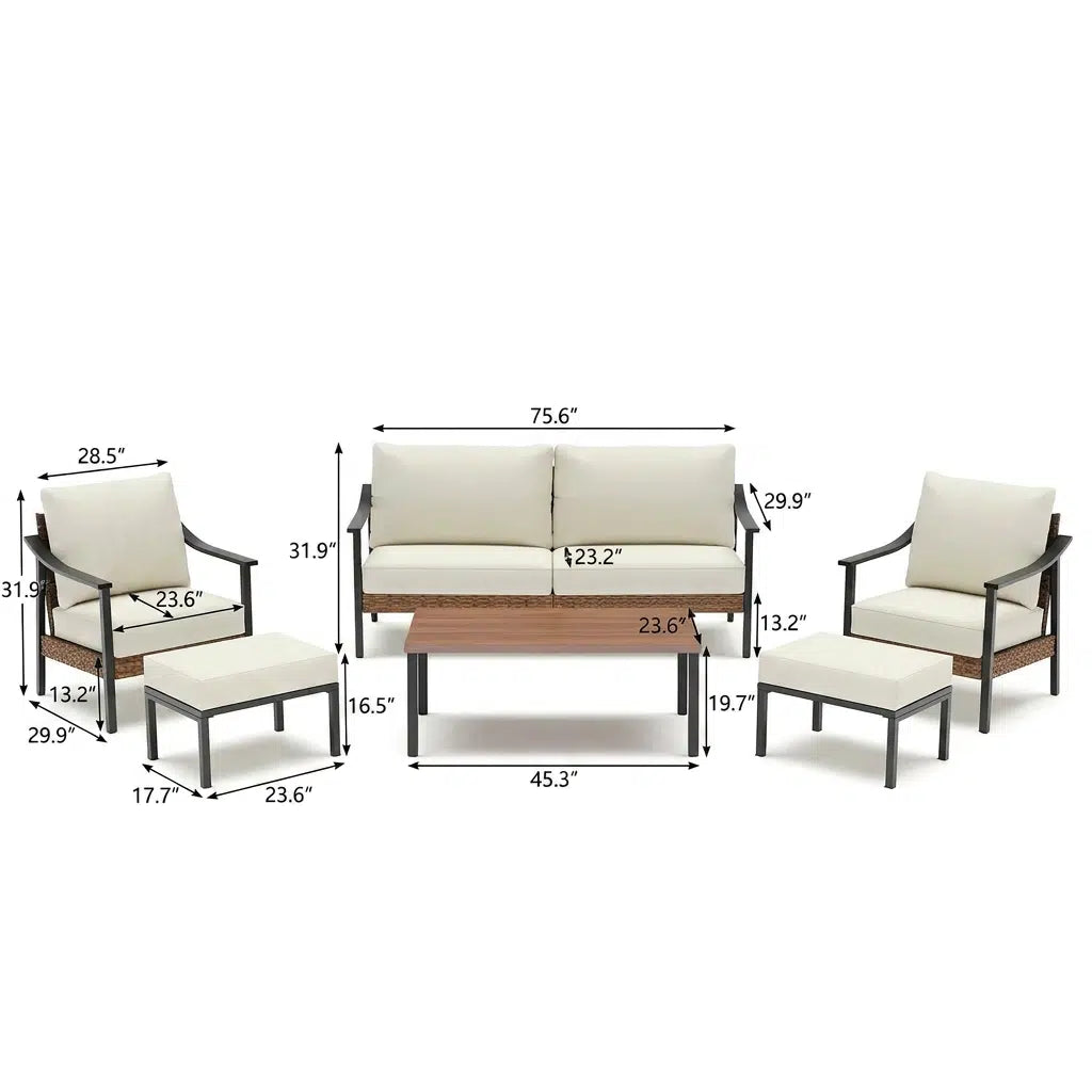 Shell + Tide 10x12 ft Pergola & Sofa Set Bundle for 6 Outdoor Patio