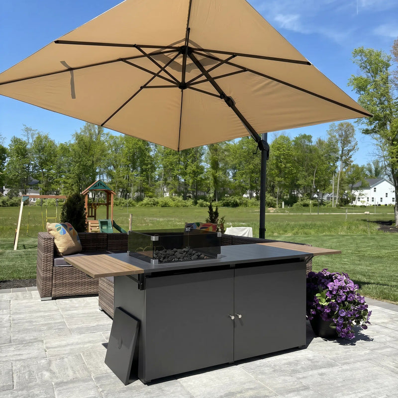 Sundown 64 in Fire Pit Table Outdoor Patio Furniture