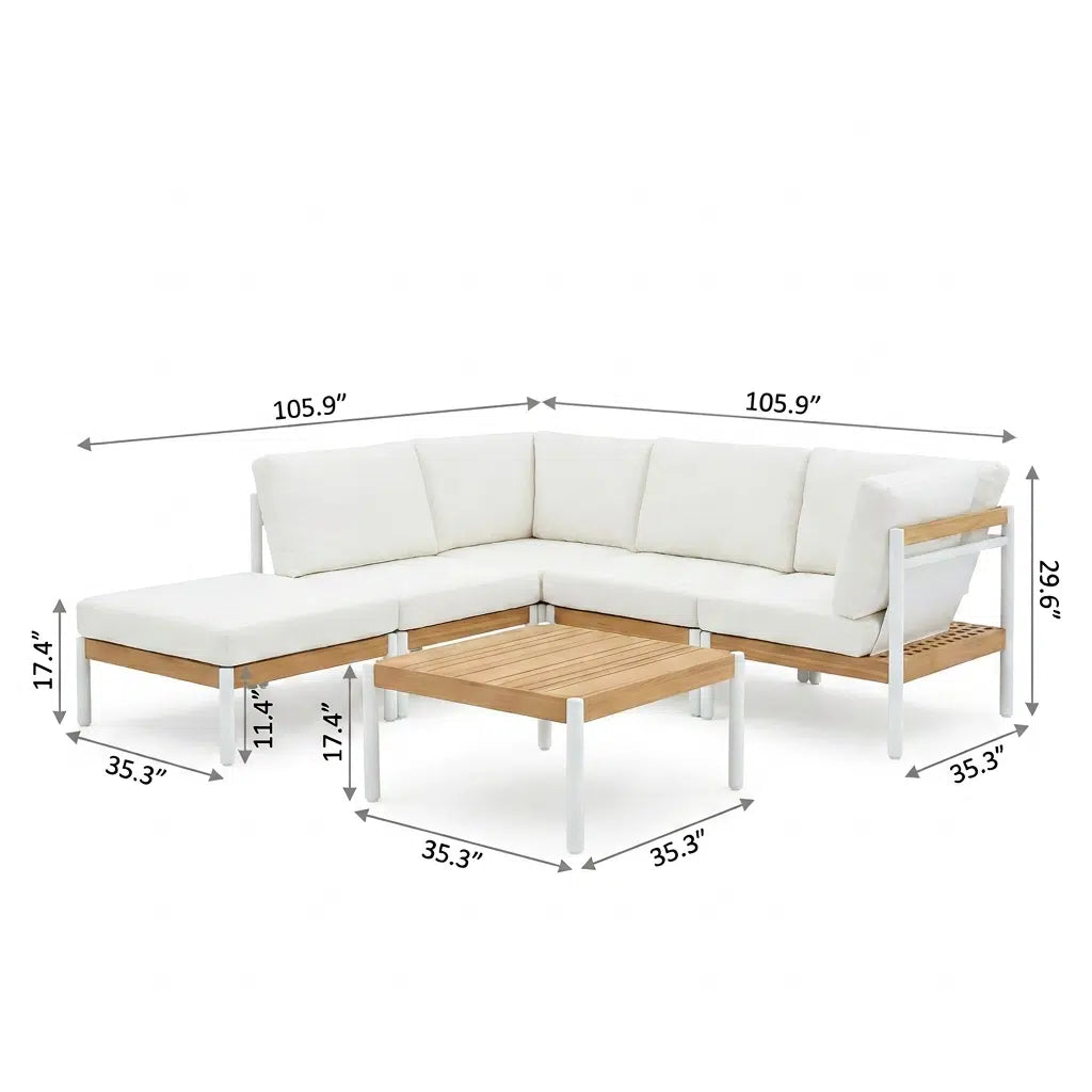 Santorini Teak Sofa Set (6-Seater) Outdoor Patio Furniture