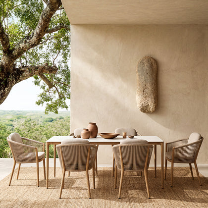 Riviera Faux Teak Aluminum Dining Set for 6 (7-Piece) Outdoor Patio Furniture
