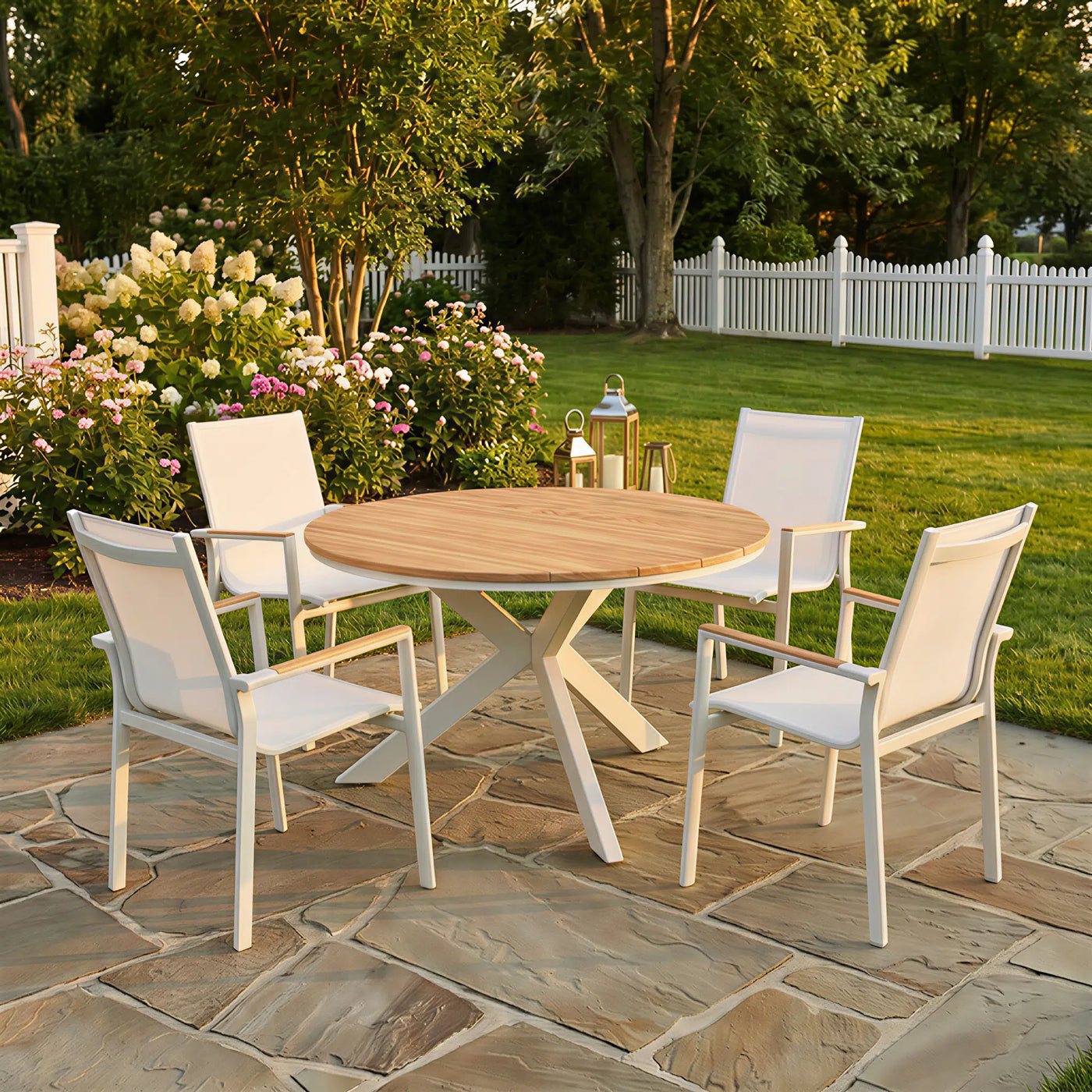 Mykonos Teak Dining Set for 4 (5-Piece) Outdoor Patio Furniture