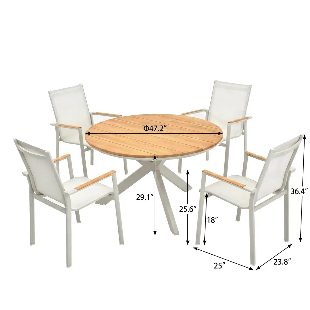 Mykonos Teak Dining Set for 4 (5-Piece) Outdoor Patio Furniture