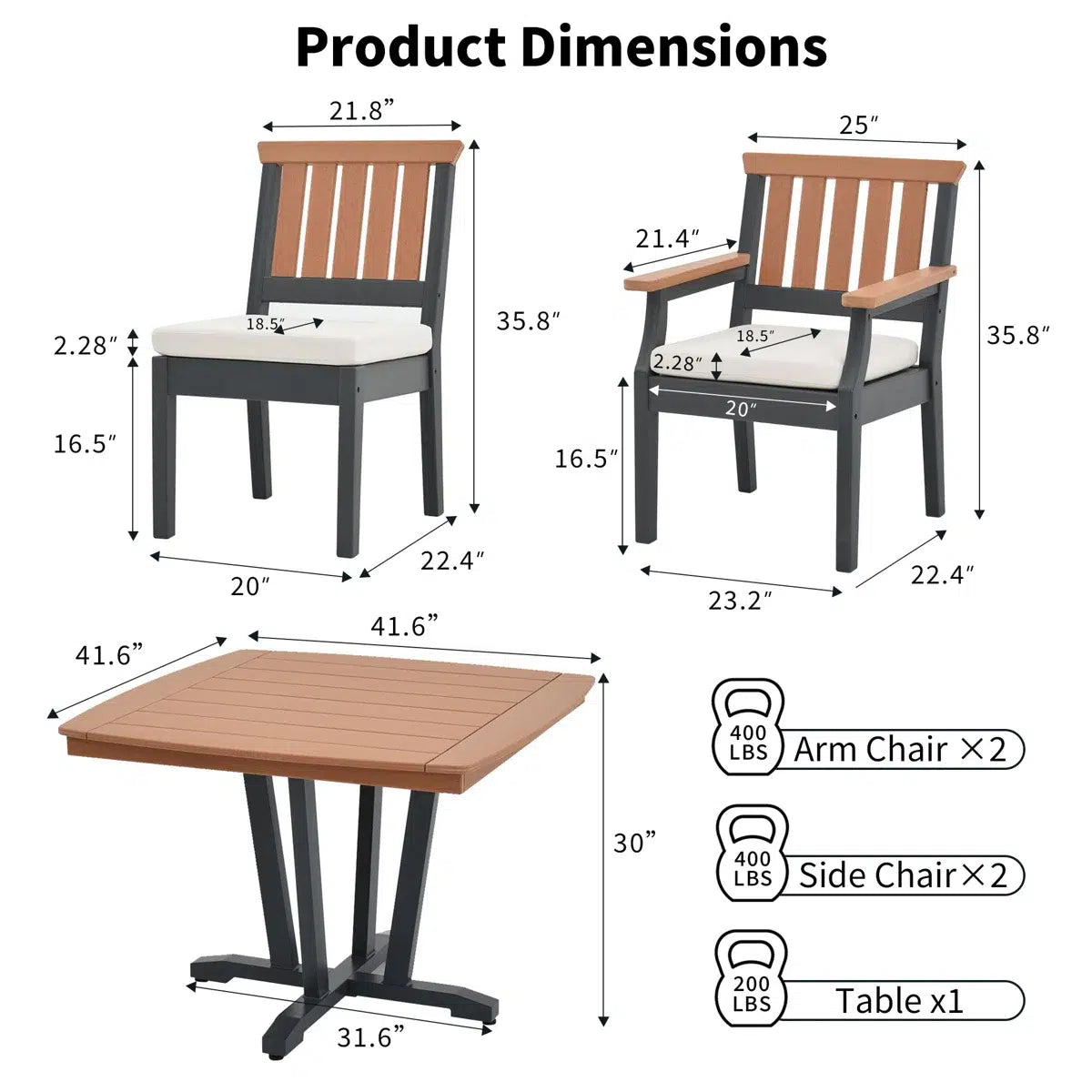 Marina + Dune 10x10 ft Umbrella & Dining Set Bundle for 4 Outdoor Patio