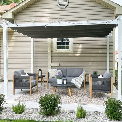 Portofino Faux Teak Aluminum Sofa Set (4-Seater) Outdoor Patio Furniture