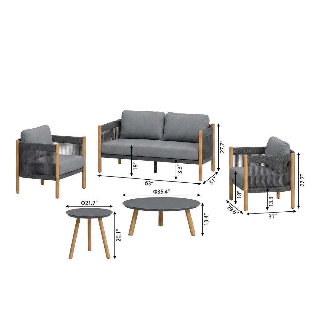 Oasis + Portofino 10x12 ft Pergola & Sofa Set Bundle for 4 Outdoor Patio
