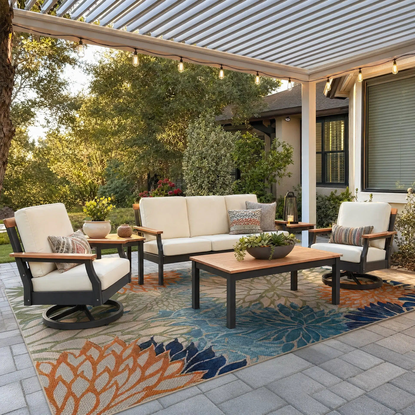 Dune Sofa Set for 5 (5-Piece) with Olefin Cushions Outdoor Patio Furniture