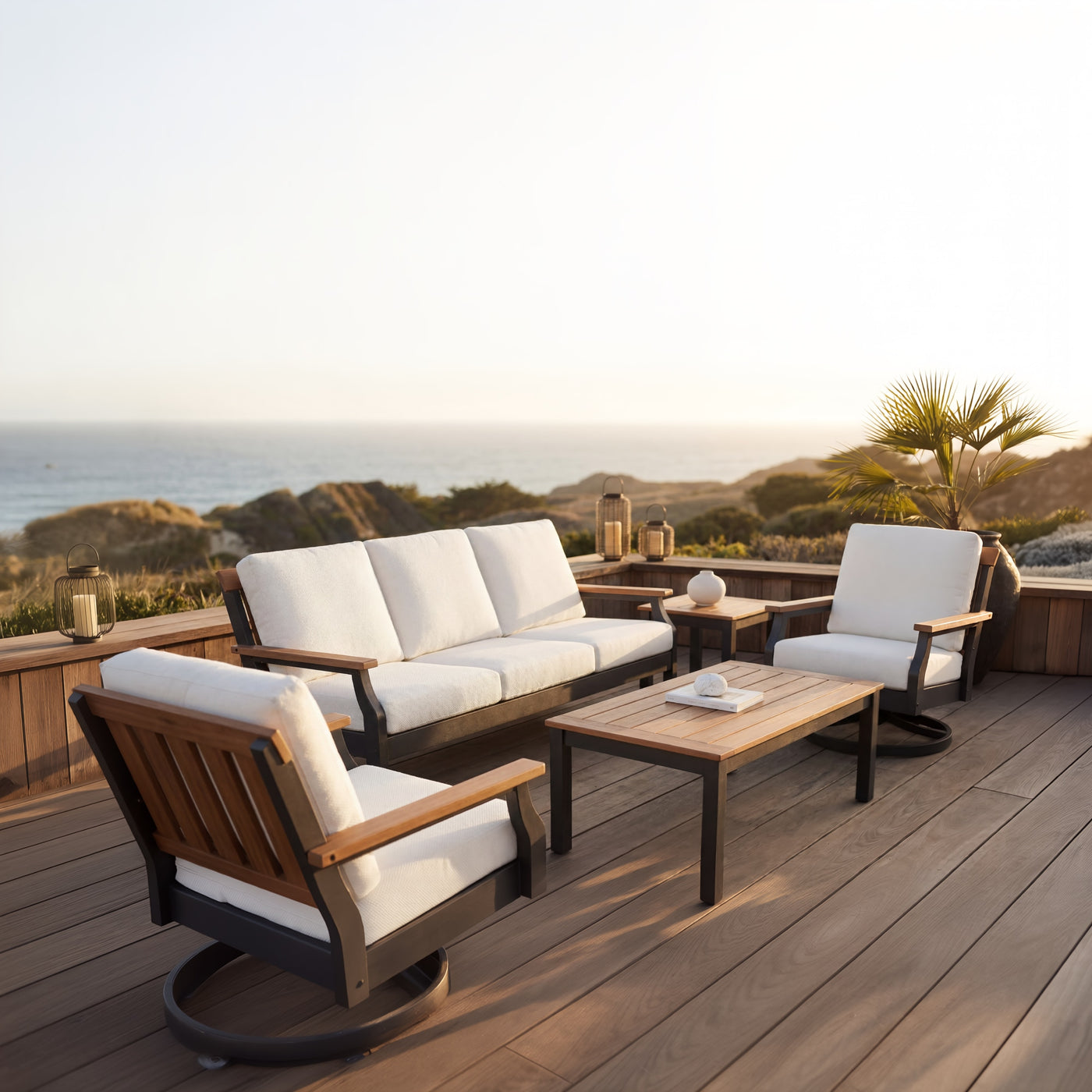Dune Sofa Set for 5 (5-Piece) with Olefin Cushions Outdoor Patio Furniture