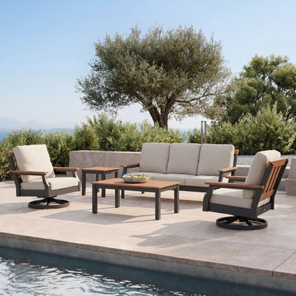 Dune Sofa Set for 5 (5-Piece) with Olefin Cushions Outdoor Patio Furniture