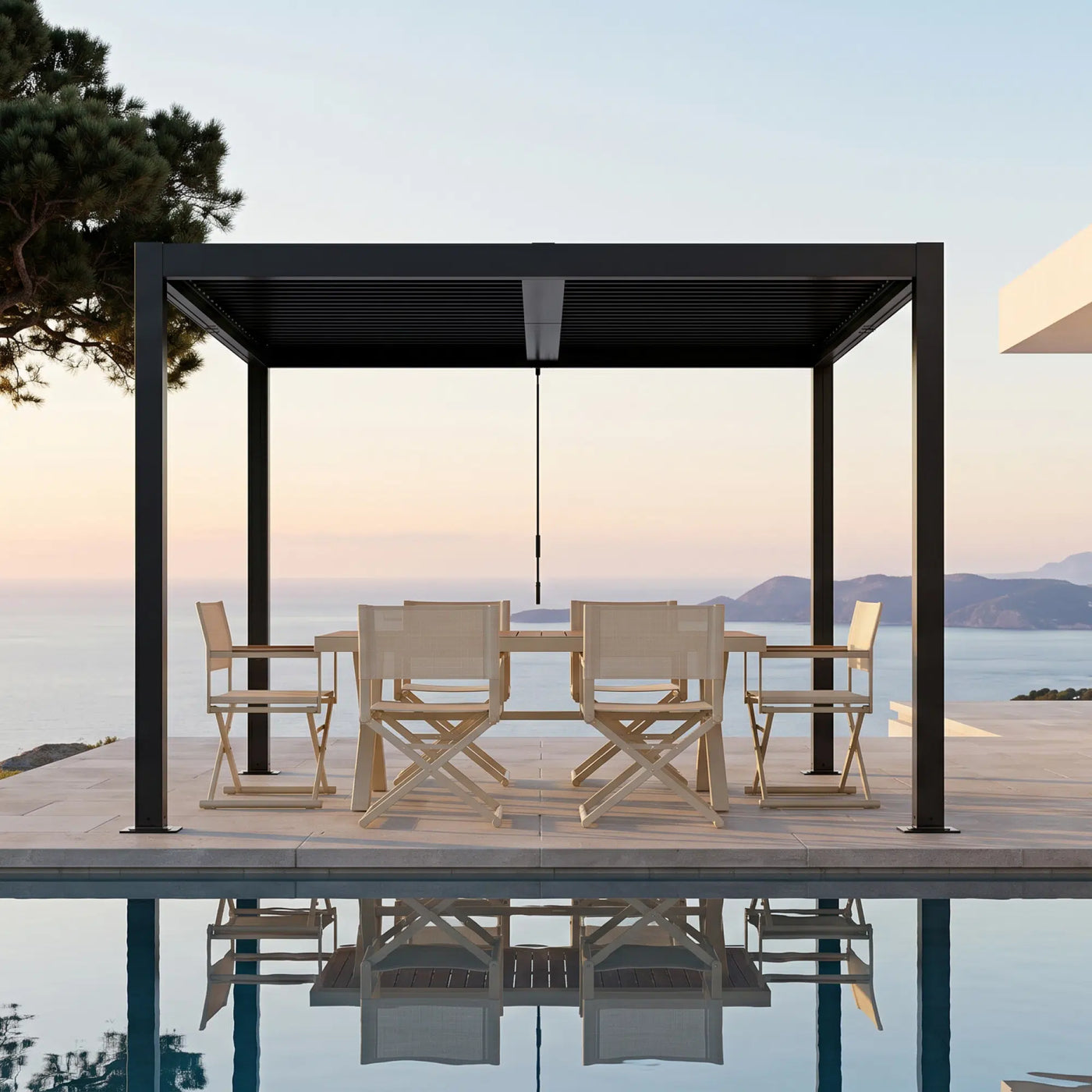Shell + Breeze 10x12 ft Pergola & Dining Set Bundle for 6 Outdoor Patio