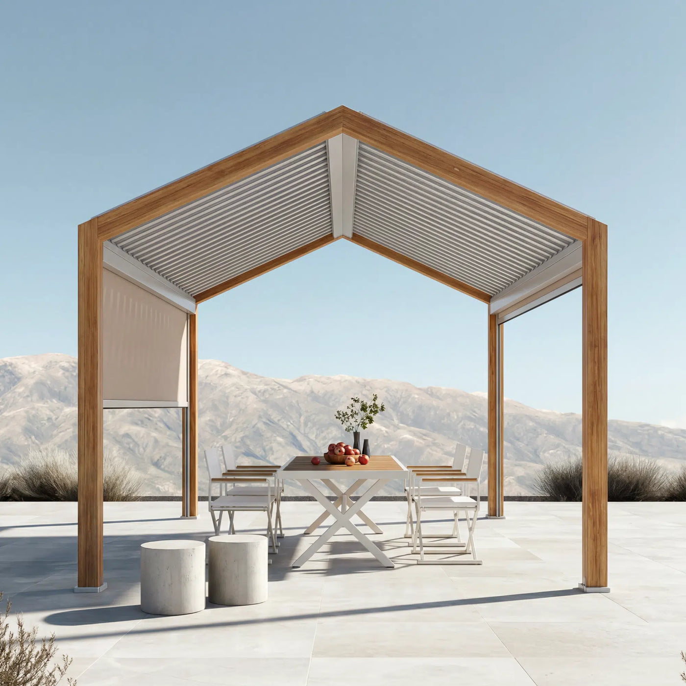 Oasis + Breeze 10x10 ft Pergola & Dining Set Bundle for 6 Outdoor Patio