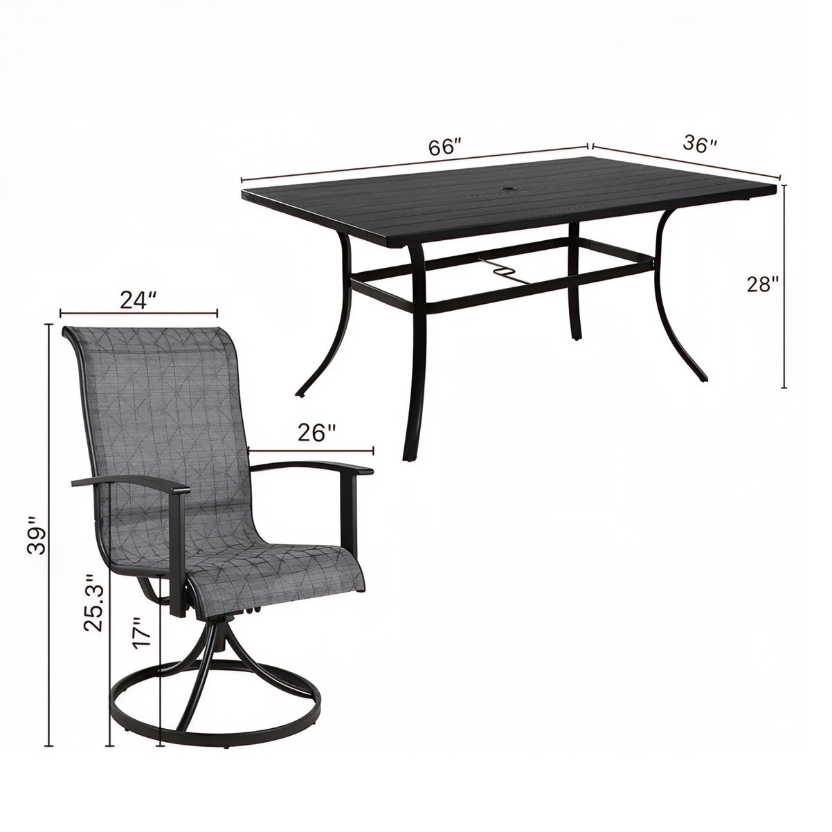 Shell + Wave 10x12 ft Pergola & Dining Set Bundle for 6 Outdoor Patio