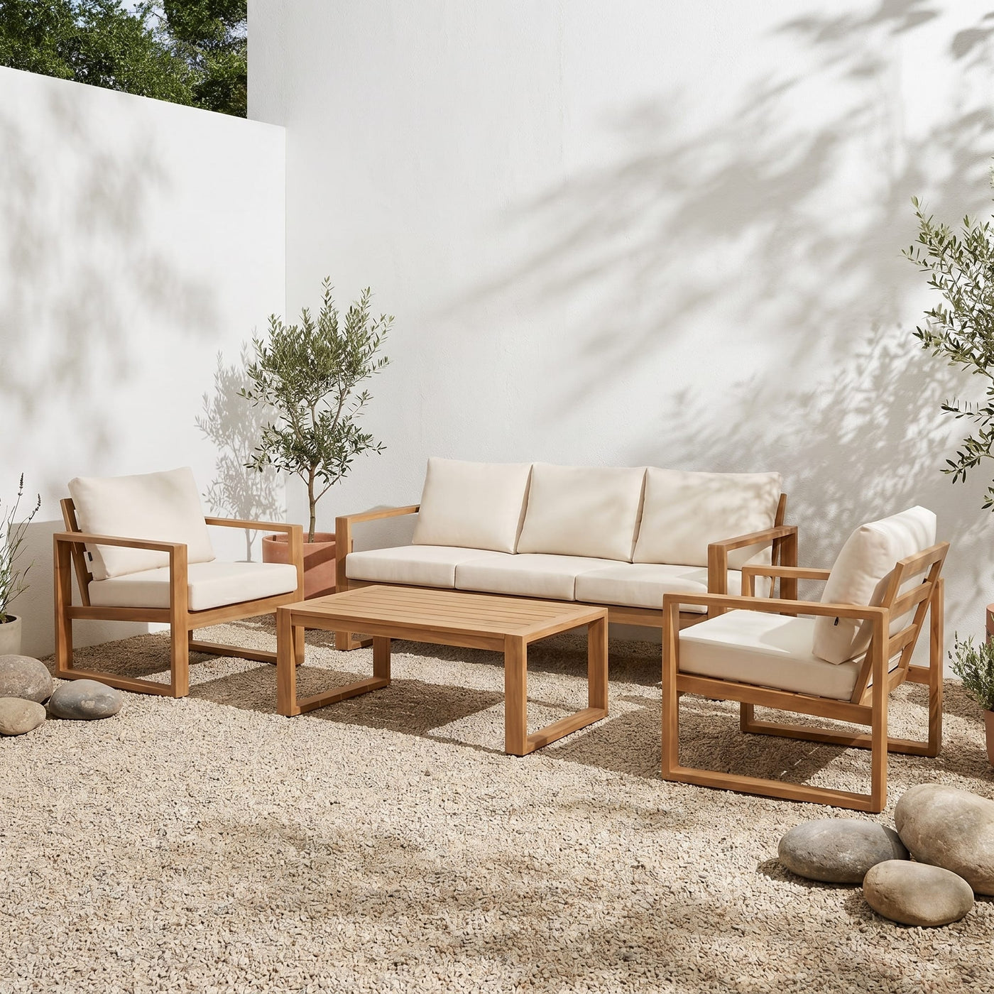 Sundown Faux Teak Aluminum Sofa Set (5-Seater) Outdoor Patio Furniture