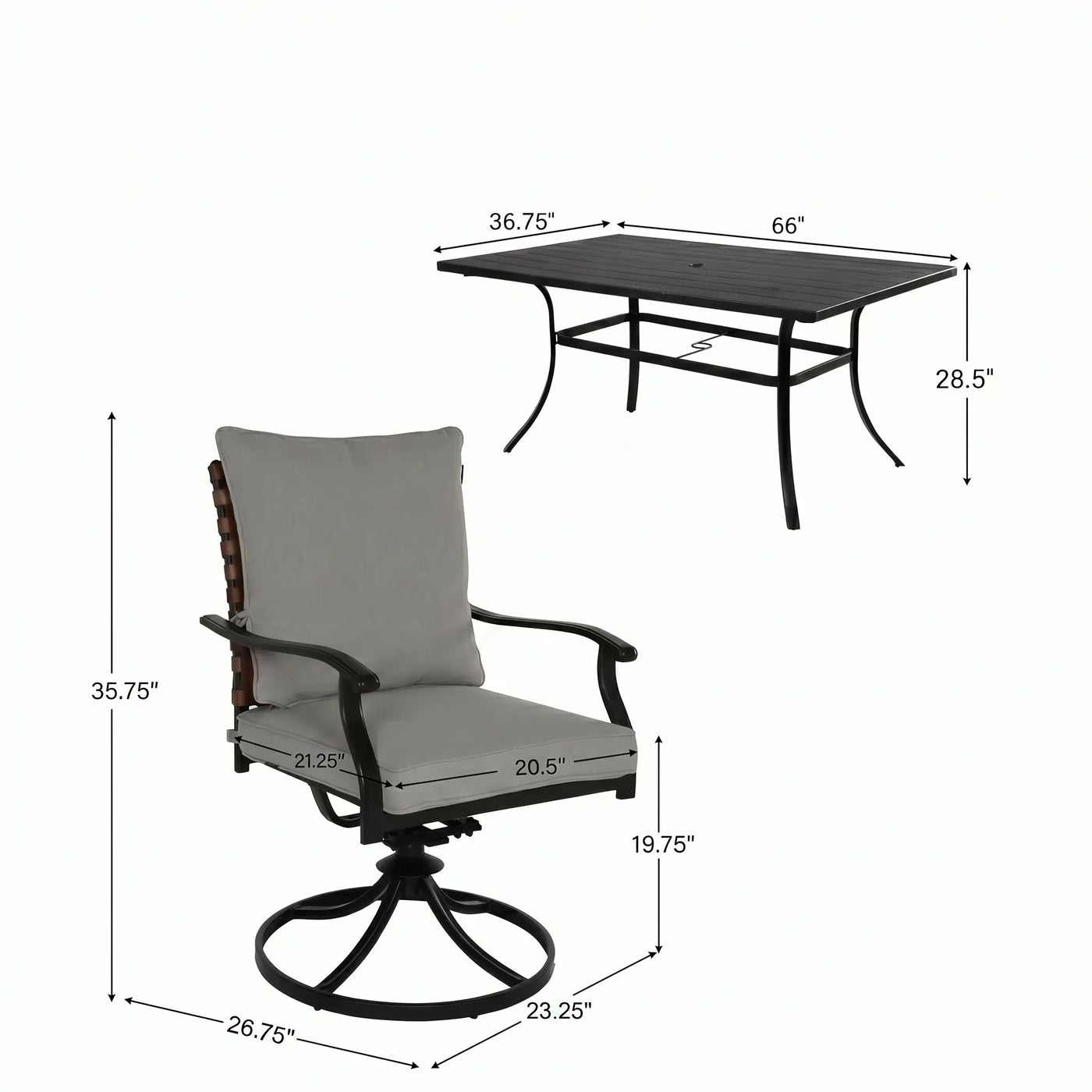 Shell + Wave 10x12 ft Pergola & Dining Set Bundle for 6 Outdoor Patio
