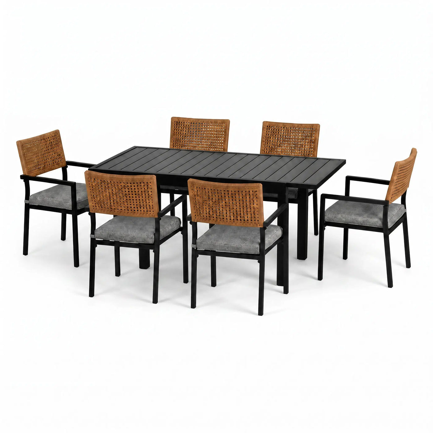 Aloha Steel Dining Set for 6 (7-Piece) with Cushions Outdoor Patio Furniture