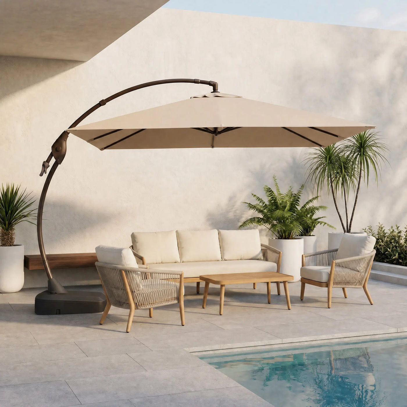 Marina 10 x 10 ft Aluminum Cantilever Umbrella with Base Outdoor Patio