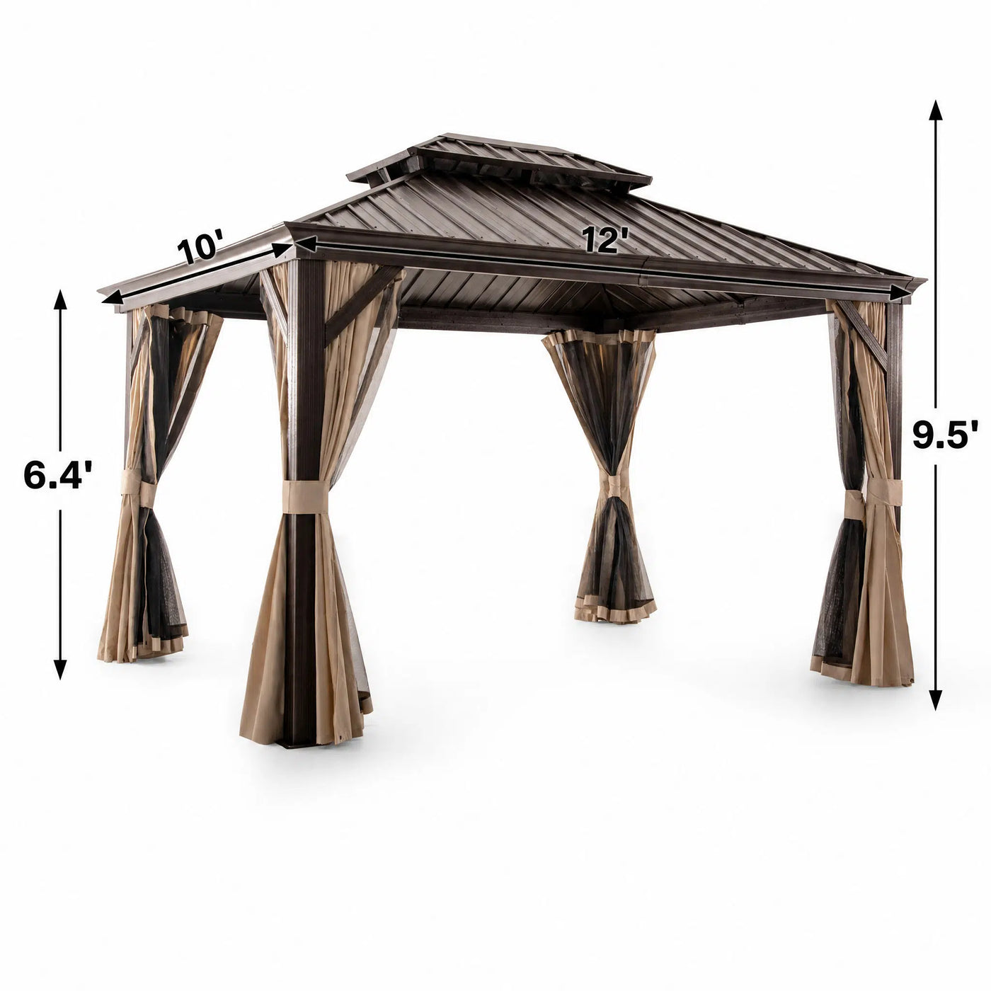 Monstera 10 x 12 ft Aluminum Hardtop Gazebo with Curtain Outdoor Patio