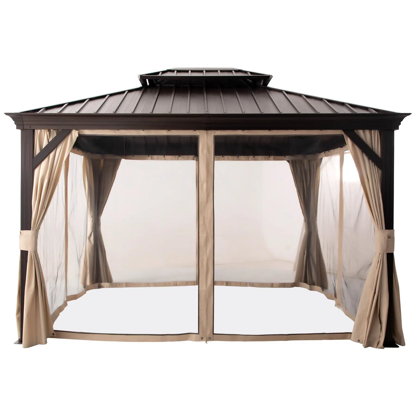 Monstera 10 x 12 ft Aluminum Hardtop Gazebo with Curtain Outdoor Patio