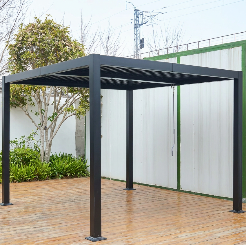 Shell 10 x 10 ft Modern Aluminum Louvered Pergola with Roof Outdoor Patio