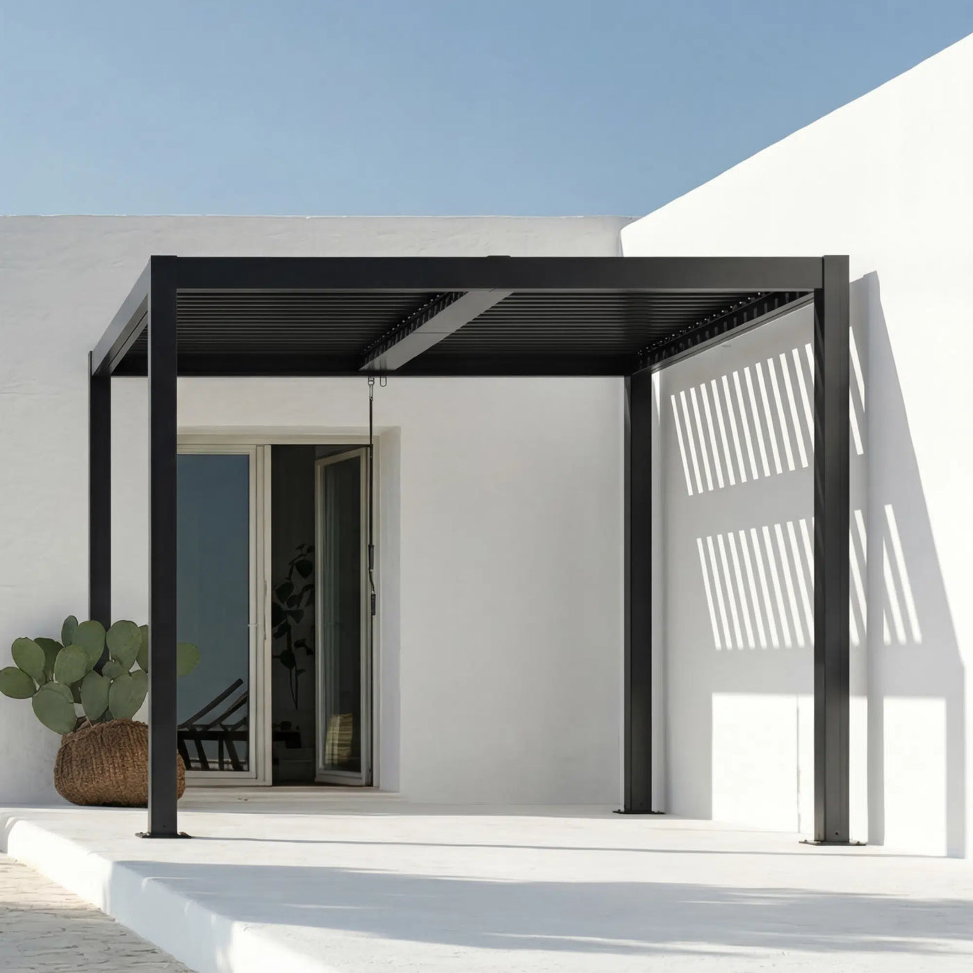 Shell 10 x 12 ft Modern Aluminum Louvered Pergola with Roof Outdoor Patio