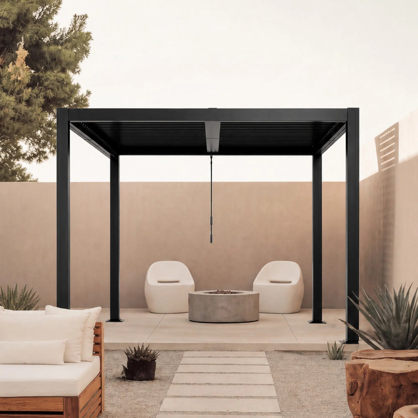 Shell 10 x 10 ft Modern Aluminum Louvered Pergola with Roof Outdoor Patio
