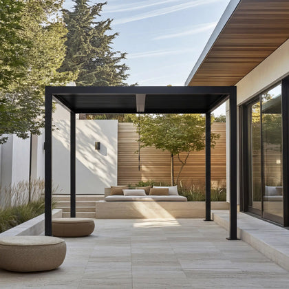 Shell 10 x 12 ft Modern Aluminum Louvered Pergola with Roof Outdoor Patio