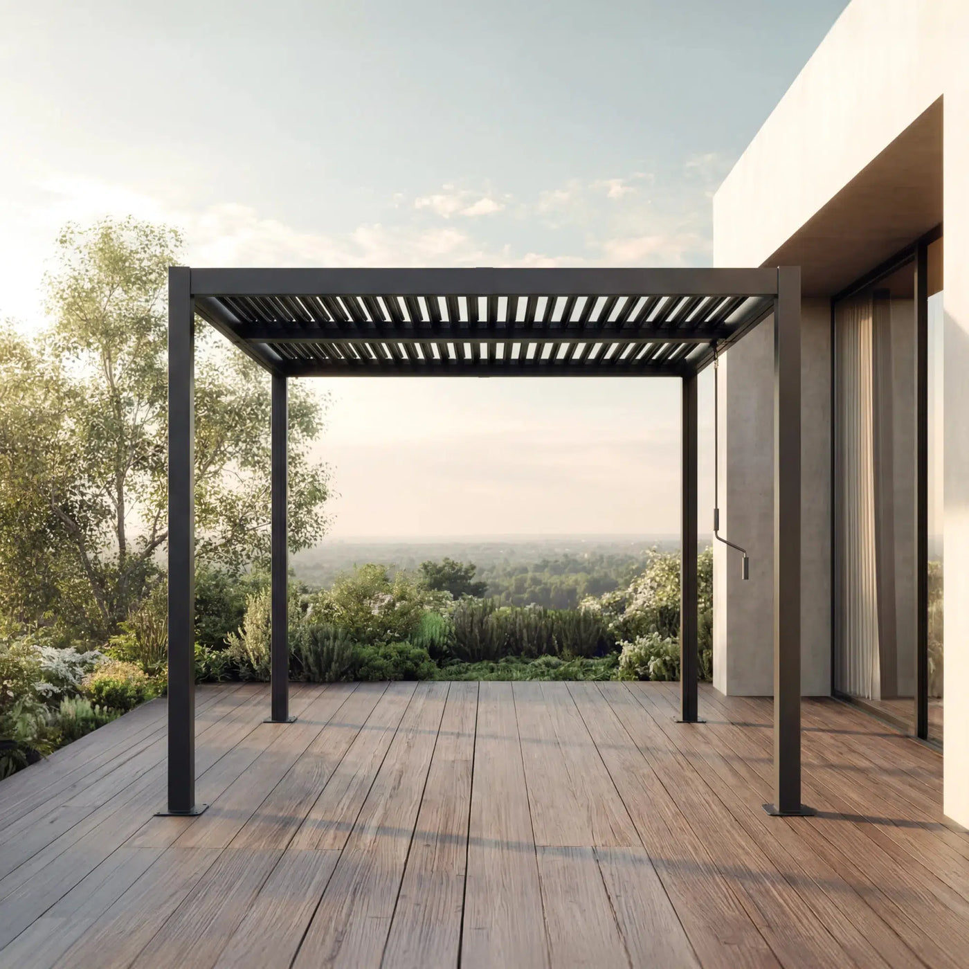 Shell 10 x 10 ft Modern Aluminum Louvered Pergola with Roof Outdoor Patio