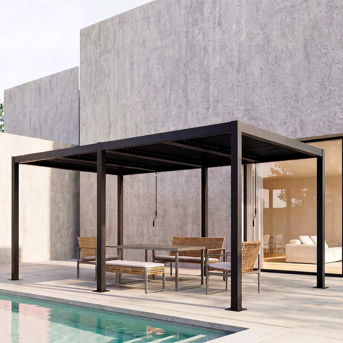 Shell 12 x 20 ft Modern Aluminum Louvered Pergola with Roof Outdoor Patio