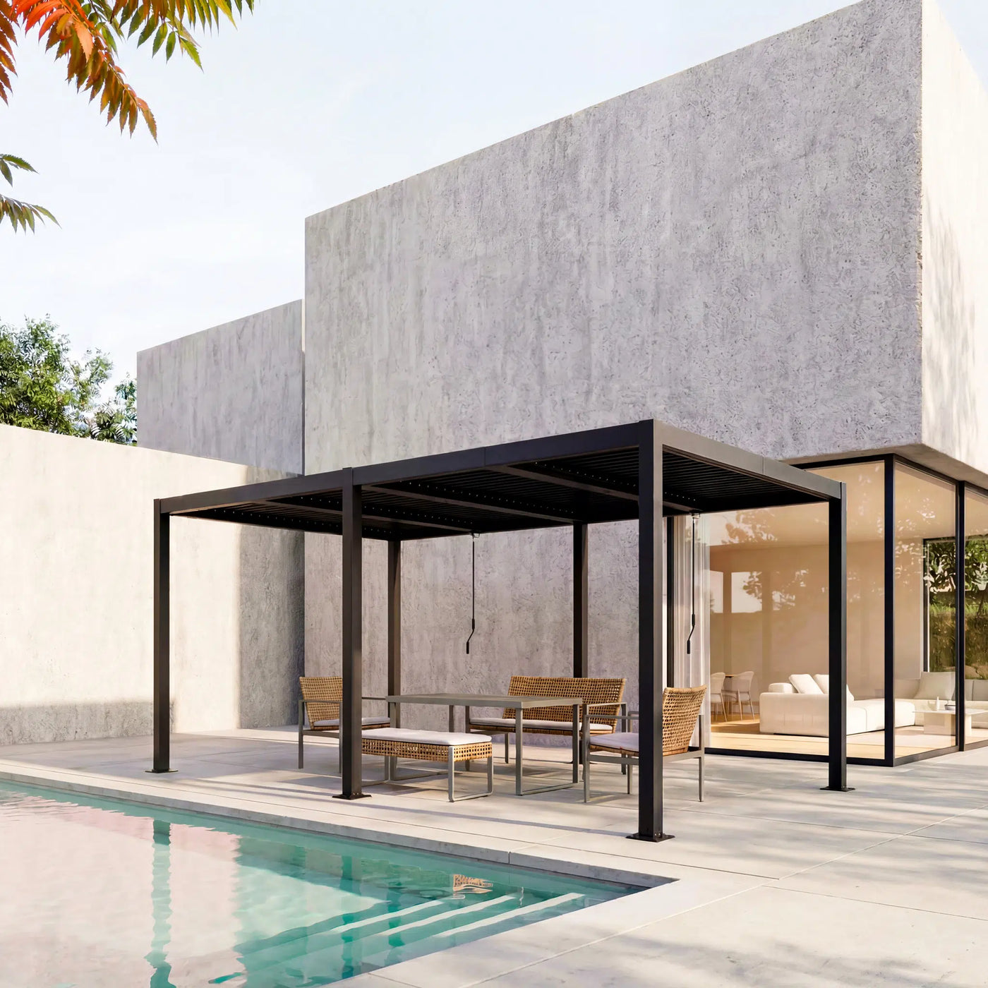 Shell 12 x 16 ft Modern Aluminum Louvered Pergola with Roof Outdoor Patio