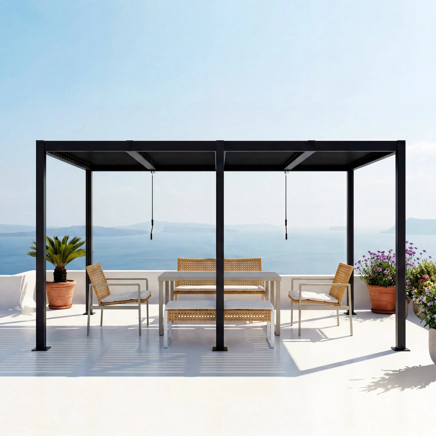 Shell 12 x 16 ft Modern Aluminum Louvered Pergola with Roof Outdoor Patio